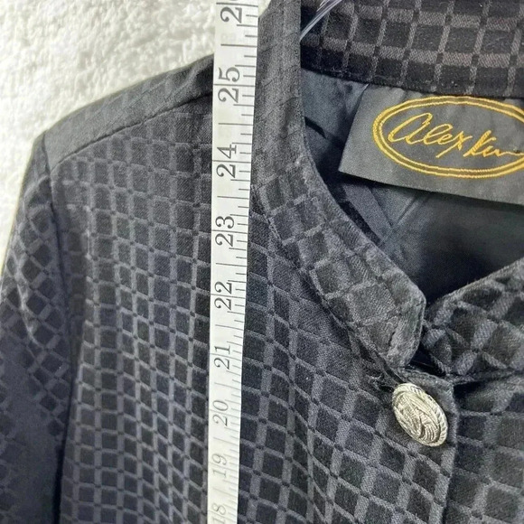 ALEX KIM Womens M Artful Mandarin Collar Jacket Front Embellish Embroidered Boho - Picture 11 of 16